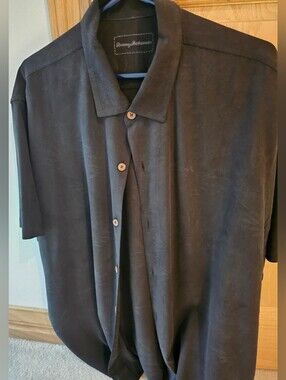Tommy Bahama Men's Black Short Sleeve Button-Down Shirt